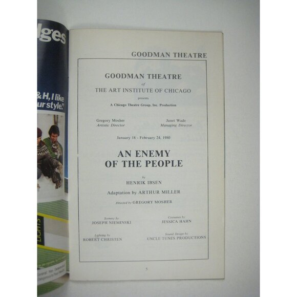 Enemy of the People Stagebill 1980 Henrik Isben Arthur Miller Mosher Goodman - Picture 3 of 6